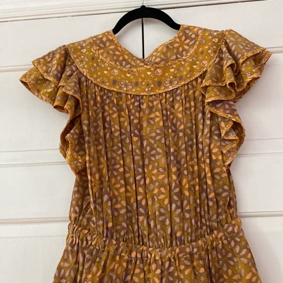 Ulla Johnson Netra Dress in Citrine Size 6 Silk Ruffle Flutter Sleeve Midi Dress - Picture 14 of 16